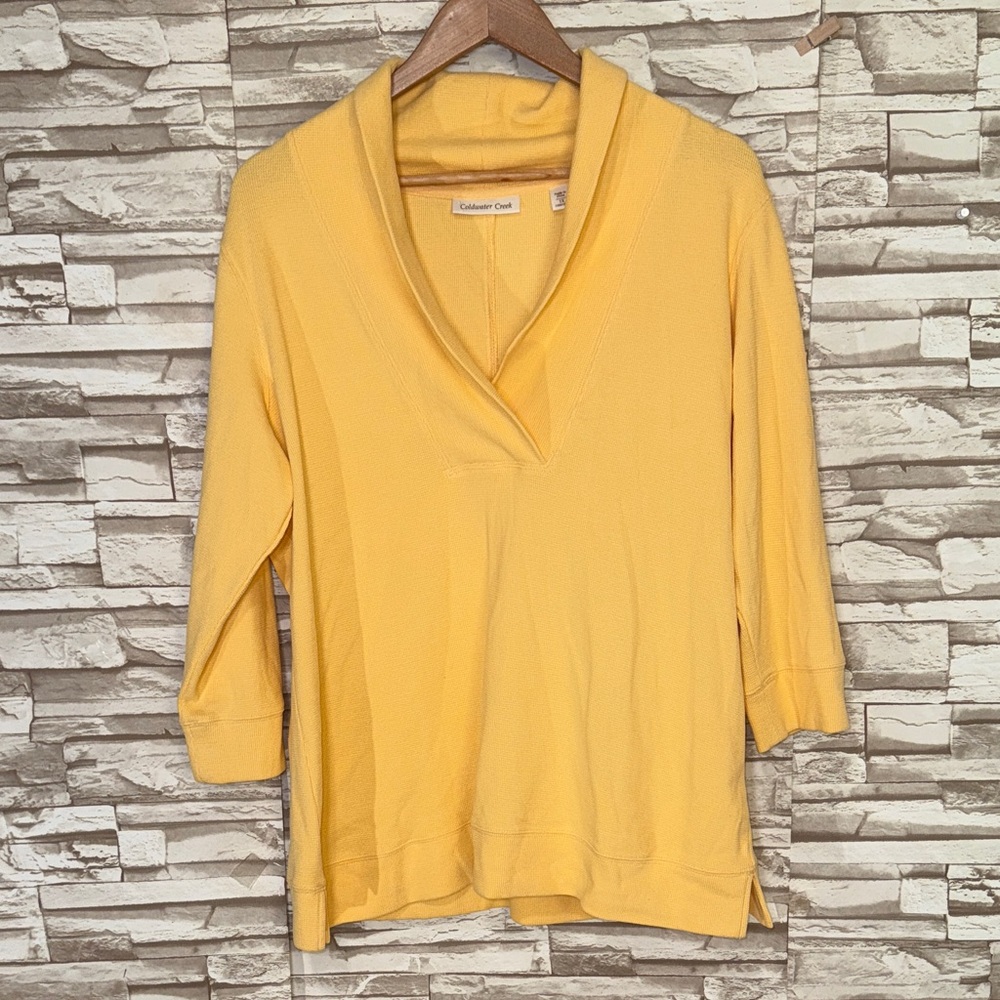 Coldwater Creek Yellow V-Neck Tunic Top